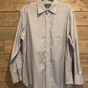 Ralph Lauren Non Iron Button Down Dress Shirt Blue Mens SZ 15 1/2 32/33